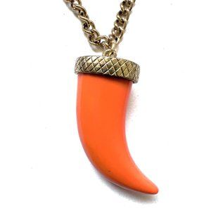 Tiger Tooth Pendant Shape Necklace with Cuban Link Gold Color Necklace